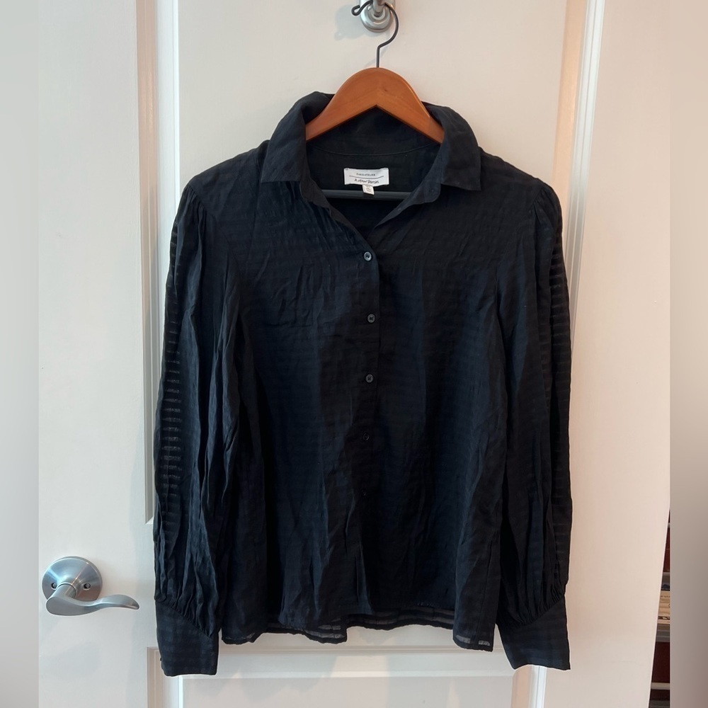 Paris Atelier & Other Stories Black Striped Blouse Button Up Sheer
